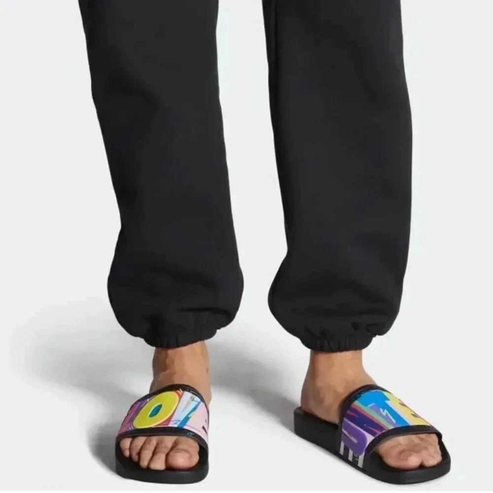 Adidas Men Adilette Pride Slide Sandals Black New With Tags